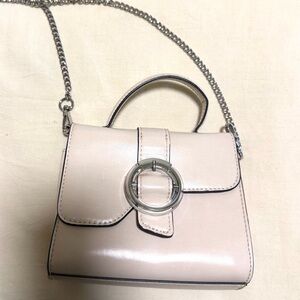 Topshop Cream Handbag with Silver Chain
